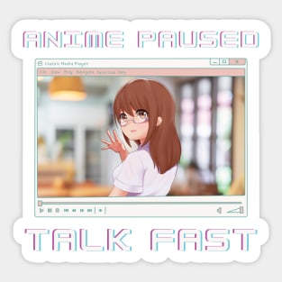 Anime Girl Paused Talk Fast Funny Otaku Meme Sticker